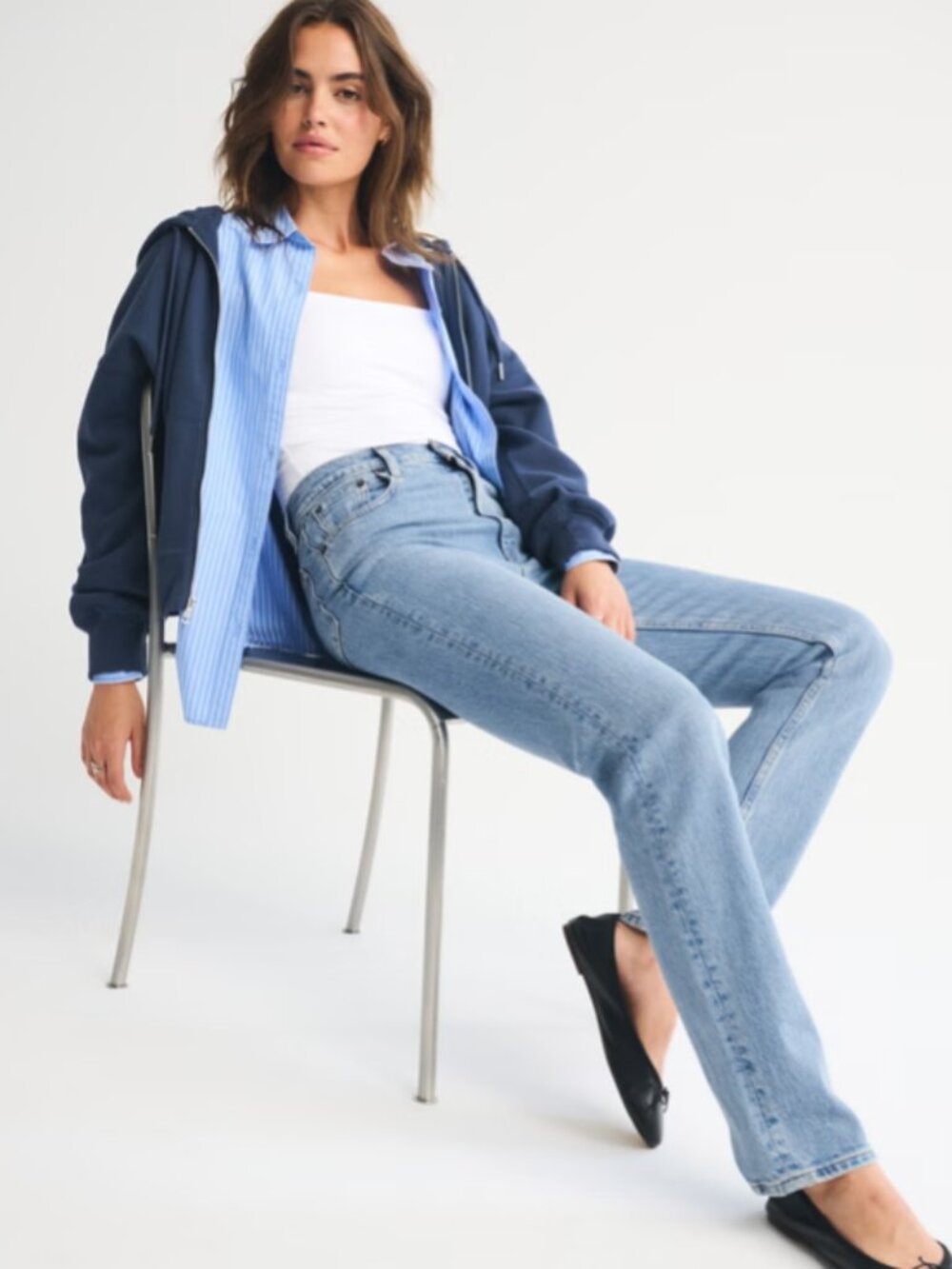 Abercrombie High Rise Straight Leg Jeans 28 Long